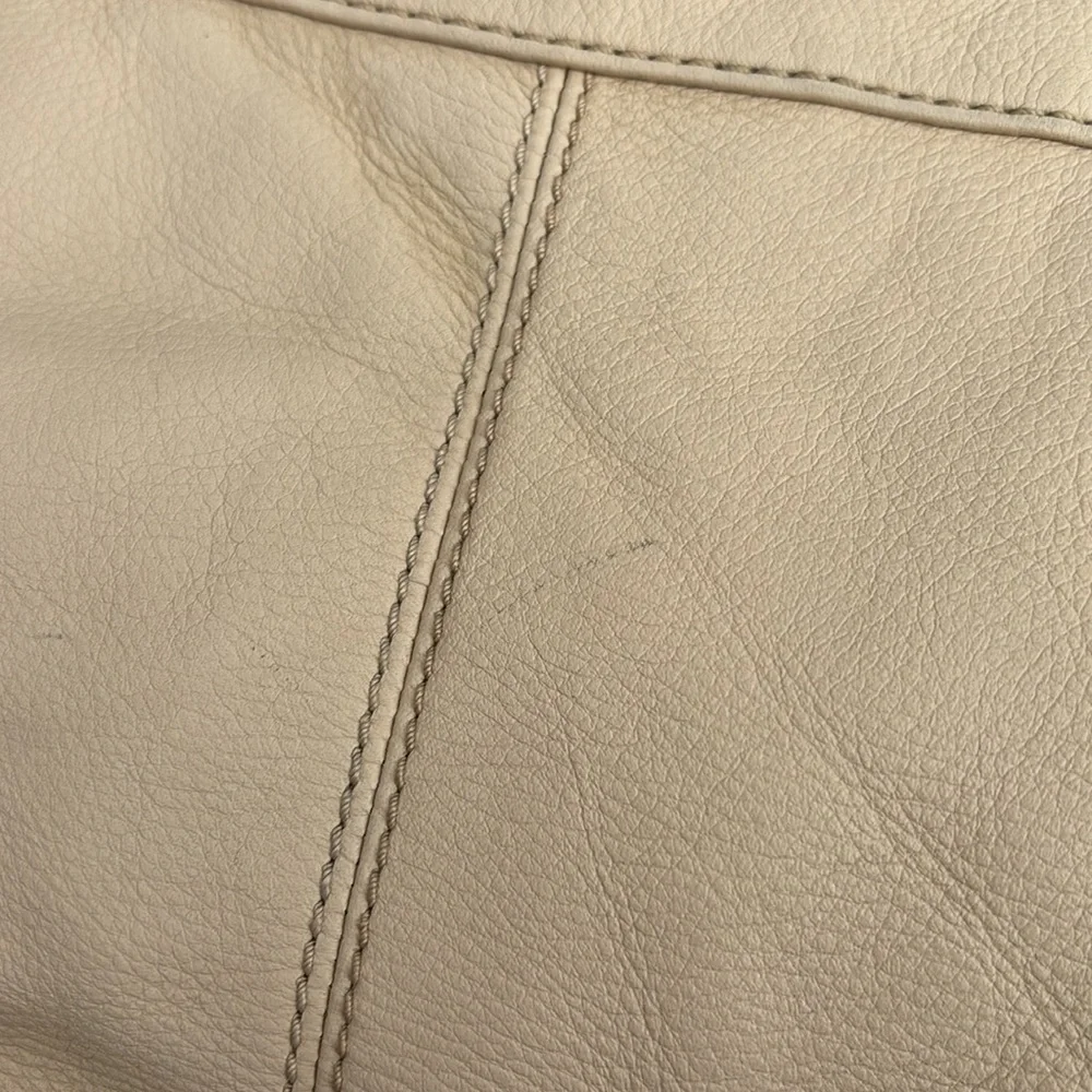 B Makowsky Beige Leather Hobo Shoulder Bag